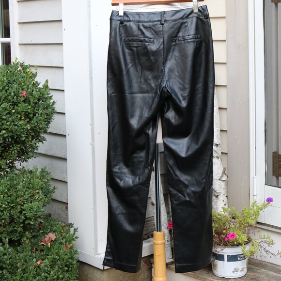 Elie Tahari Black Vegan Faux Leather Slim Pants Sz 6 - Picture 3 of 5